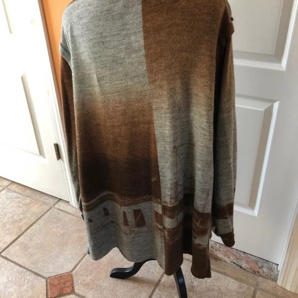 Krista Larson Brown gray wool cardigan-OOAK! - Picture 1 of 8